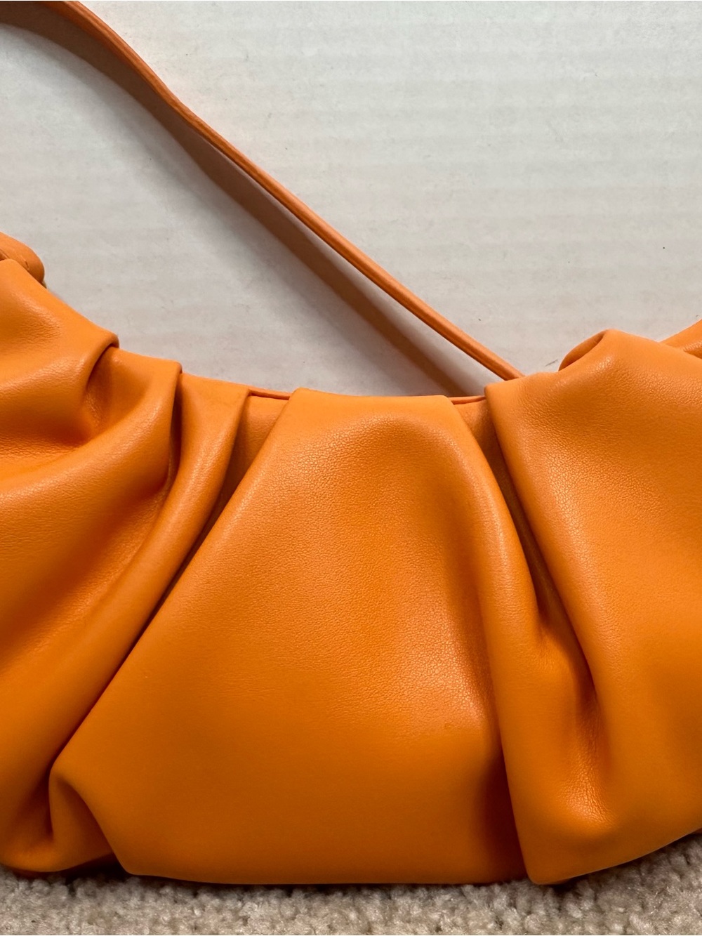 Ruched Orange Shoulder Bag with Gold Hardware - Women - Picture 4 of 7
